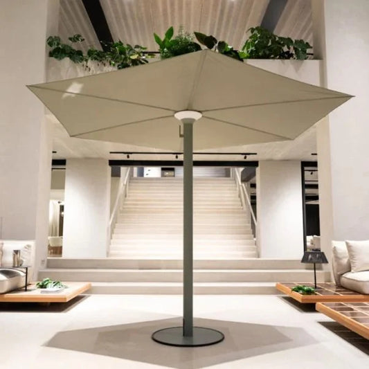 مظلة أنامون الخارجية مع قاعدة وتاج مزود بإضاءة LED